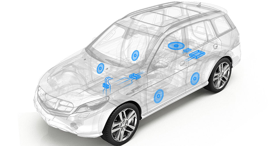 Upgrade your sound  OEM Diagram of car speaker sounds system placement.