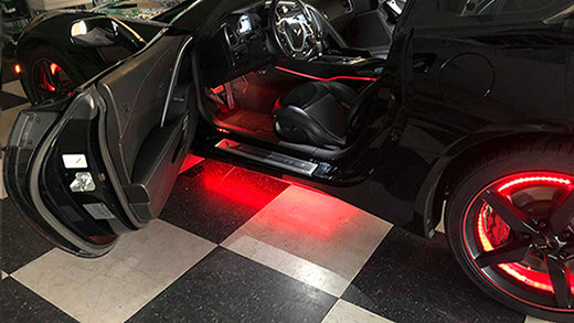 Kevin_Shisler_Black_Corvette_Red Lighting Install car door open
