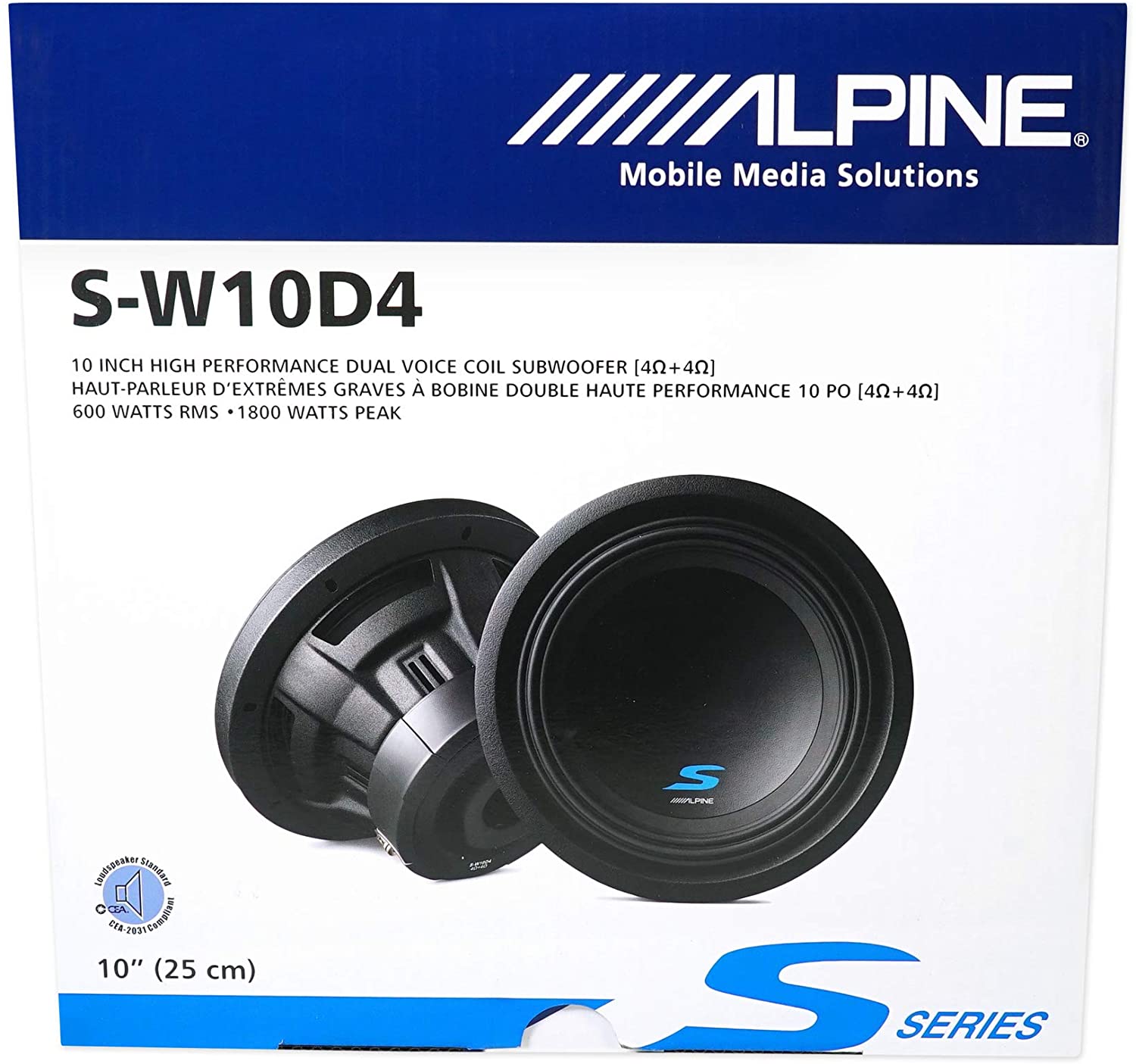 Alpine S-W10D2 S-Series 10" Dual 4-Ohm Subwoofer, Compact Car Audio Sub 600W RMS-Car Toys