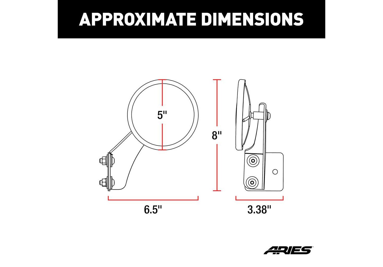 Aries 3500300 Offroad Tube Door Mirrors - Jeep Wrangler-Car Toys