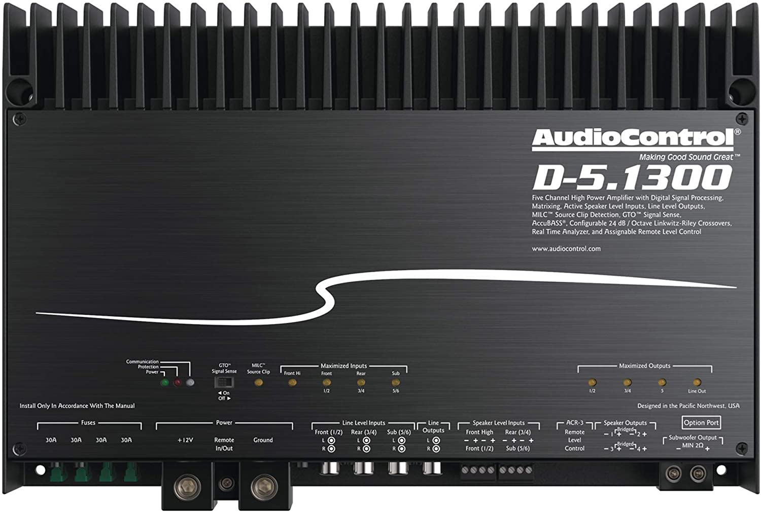 AudioControl D-5.1300 High Power DSP Multi-Channel Car Amplifier, Accubass Amp-Car Toys