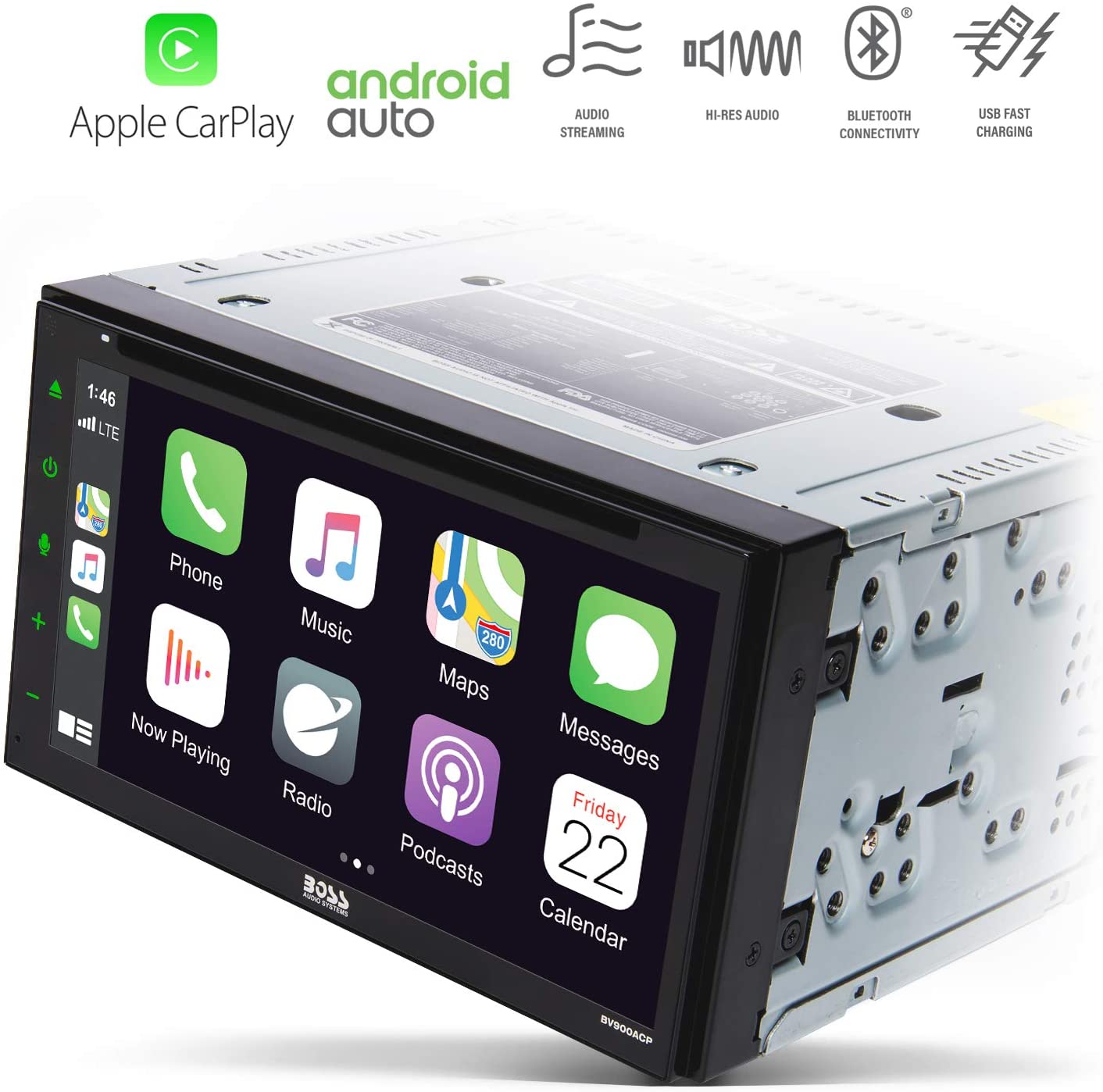 Boss Audio BV900ACP 6.75" DVD/Media Receiver with Apple CarPlay and Android Auto-Car Toys