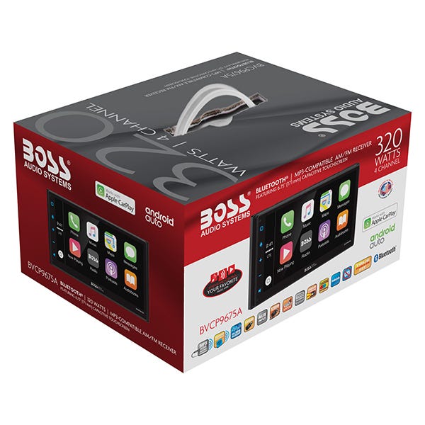 BOSS Audio BVCP9675A 6.75" Car Stereo Deck, Apple CarPlay Android Auto Head Unit-Car Toys