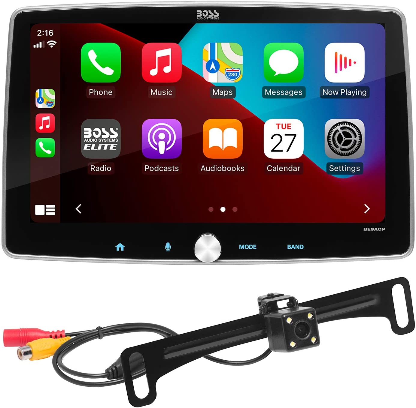 BOSS Audio Elite BE9ACP-C 9" Car Stereo Receiver, Apple CarPlay/AA, w Backup Cam-Car Toys