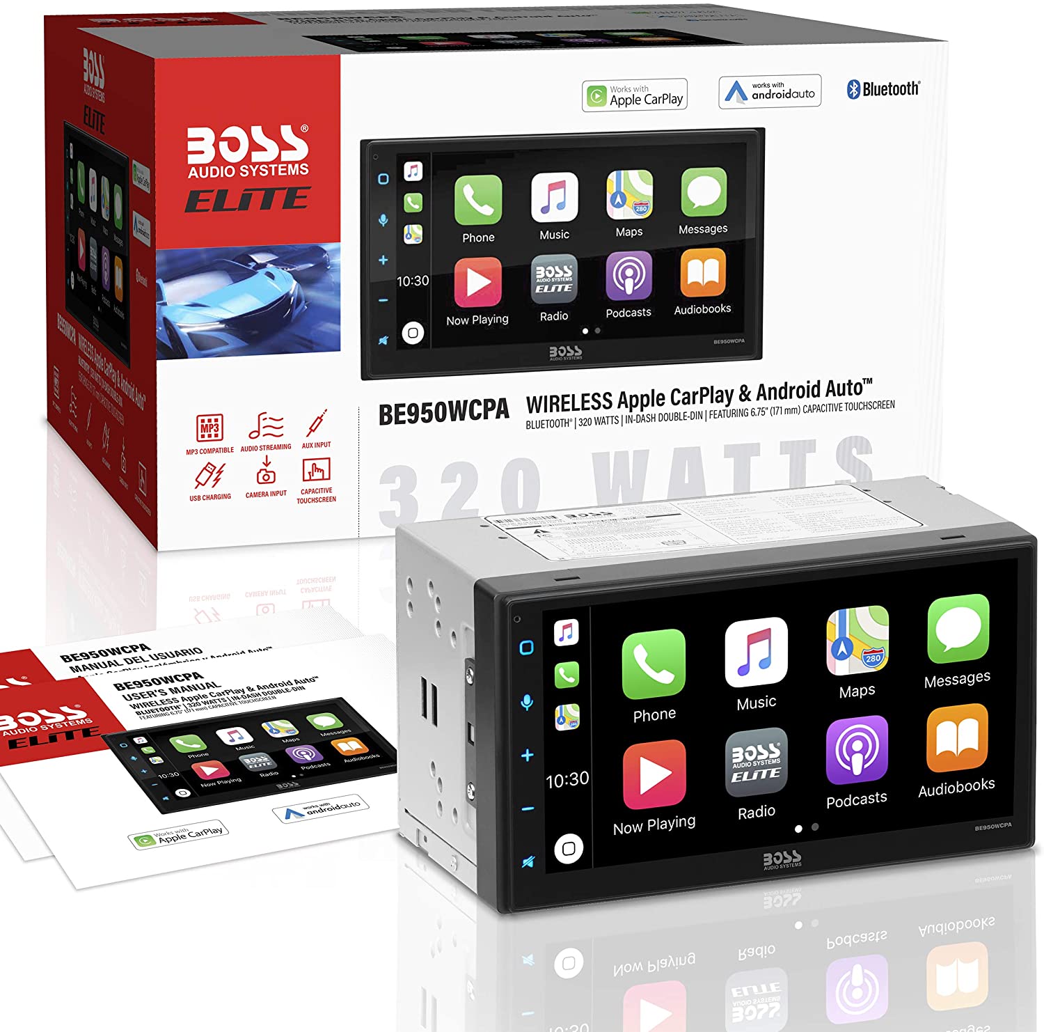 BOSS Audio Systems Elite BE950WCPA Wireless Apple CarPlay/Android A. Car Stereo-Car Toys