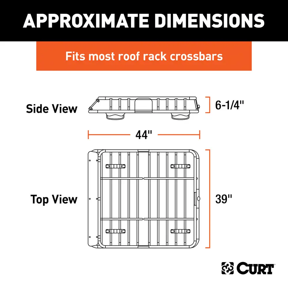 CURT 18115 42" X 37" Black Steel Roof Rack Cargo Carrier-Car Toys