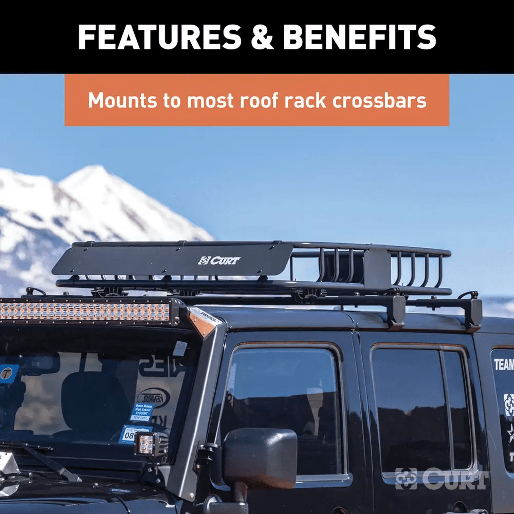 CURT 18115 42" X 37" Black Steel Roof Rack Cargo Carrier-Car Toys