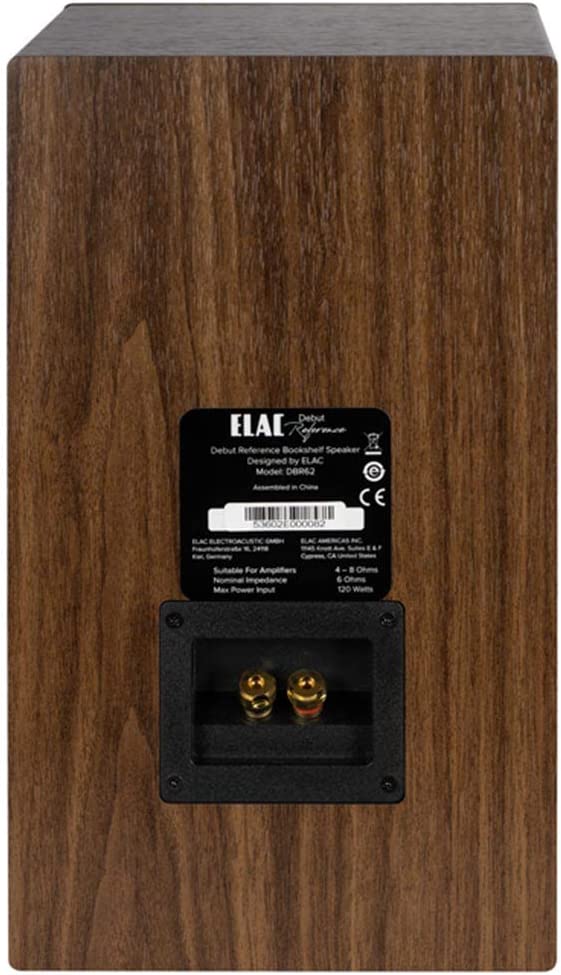 ELAC DBR62 Debut Reference 120 Watt Home Audio Bookshelf Speakers, Walnut/Black-Car Toys