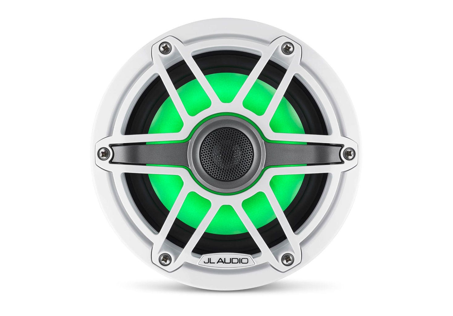 JL Audio M6-650X-S-GwGw-i 6.5" Marine Coaxial Speakers with LED Lighting - Gloss White Sport Grille-Car Toys