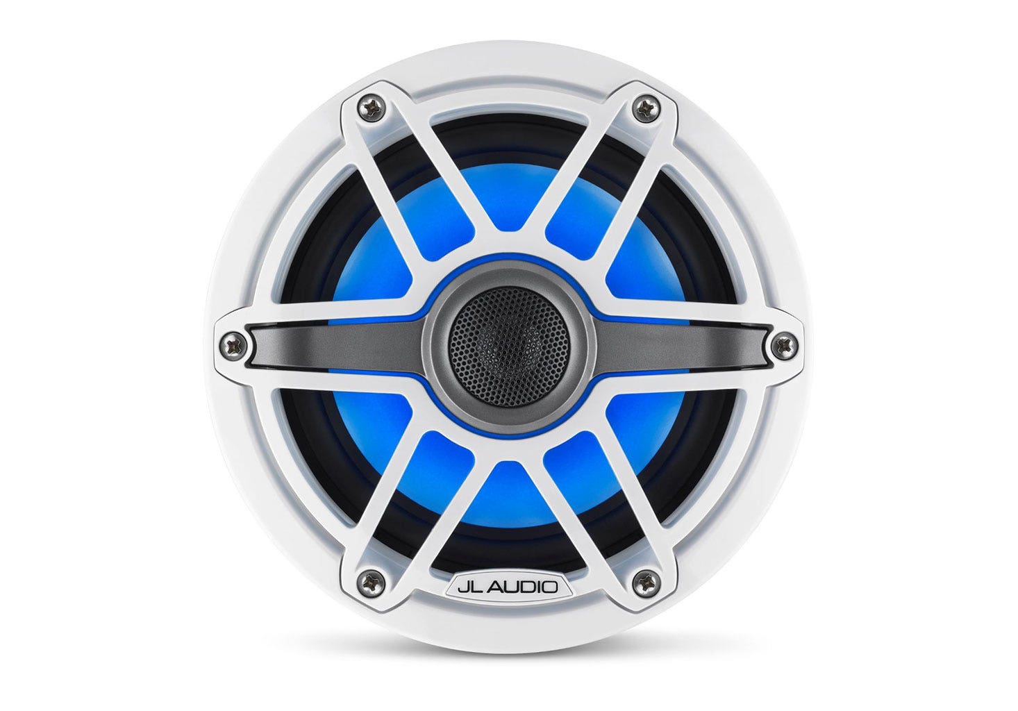 JL Audio M6-650X-S-GwGw-i 6.5" Marine Coaxial Speakers with LED Lighting - Gloss White Sport Grille-Car Toys