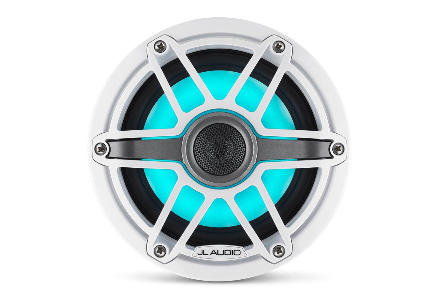 JL Audio M6-650X-S-GwGw-i 6.5" Marine Coaxial Speakers with LED Lighting - Gloss White Sport Grille-Car Toys