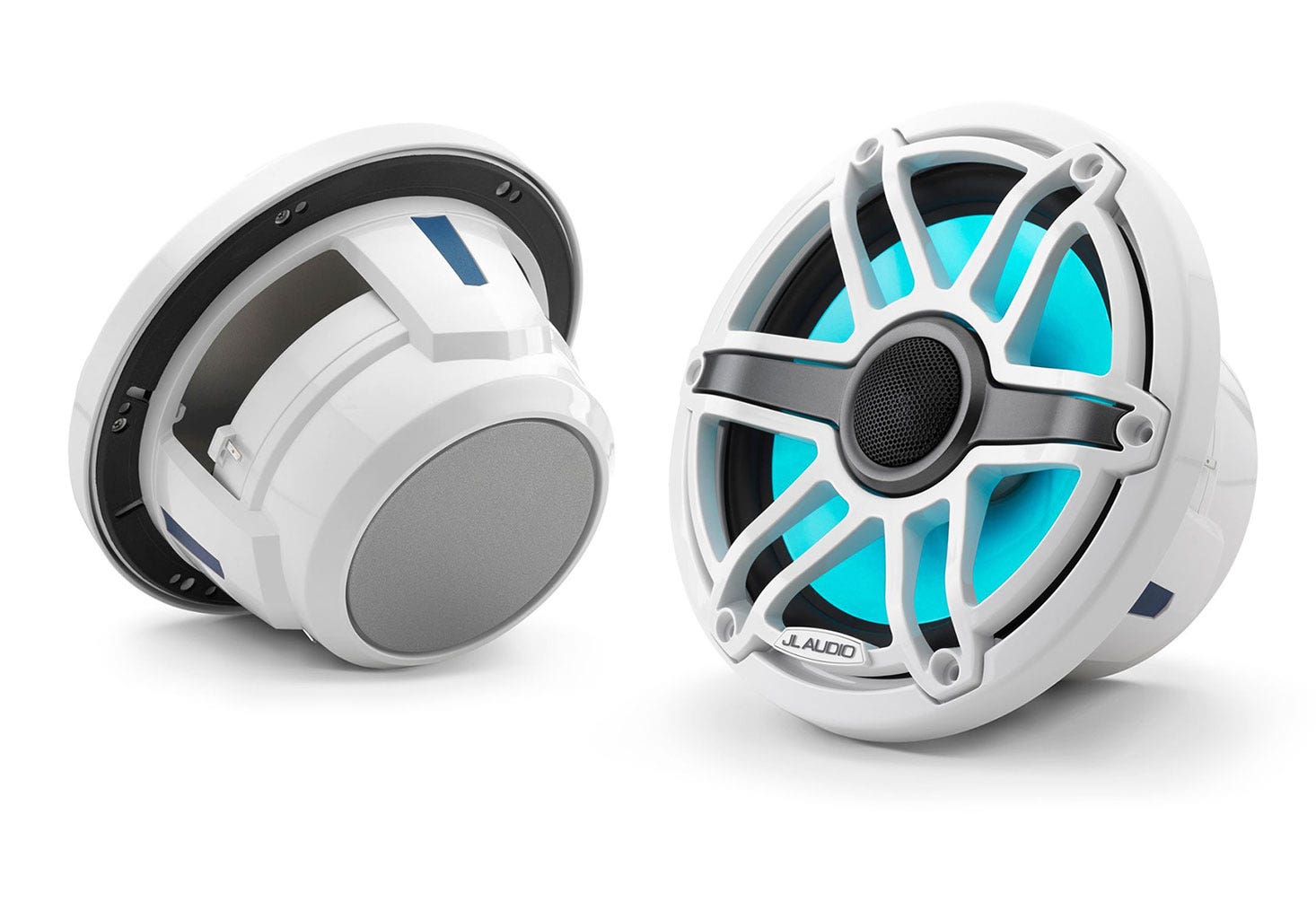 JL Audio M6-770X-S-GwGw-i 7.7" Marine Coaxial Speakers with LED Lighting - Gloss White Sport Grille-Car Toys