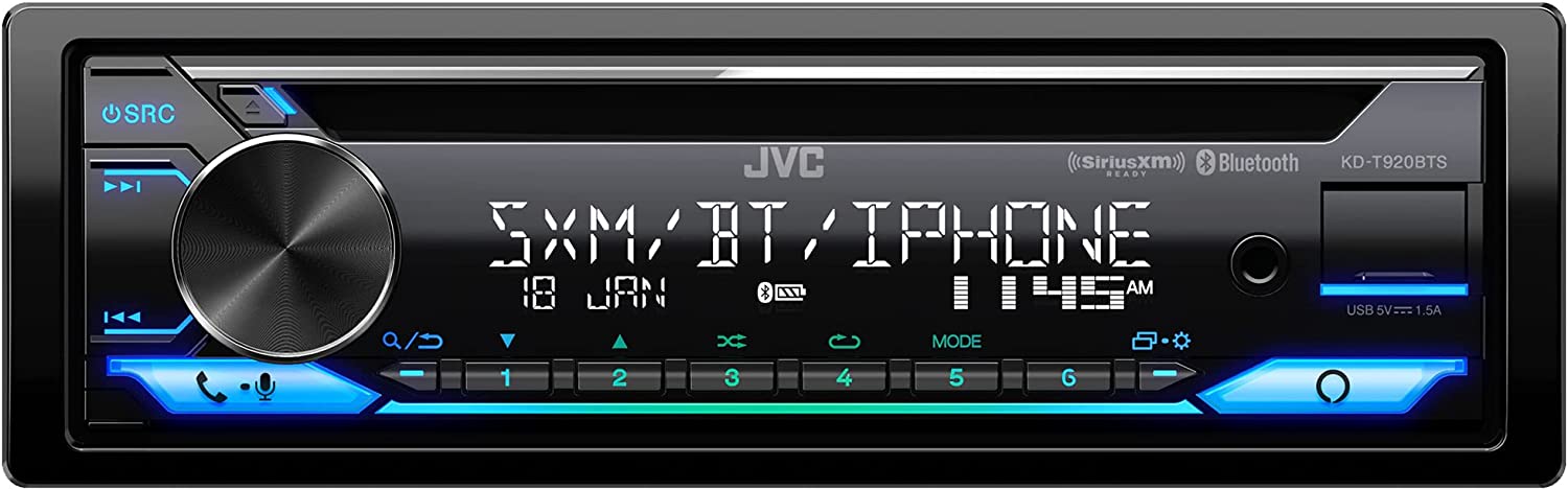 JVC KD-T920BTS 1-DIN Bluetooth & CD Player Car Stereo w/ Alexa, SiriusXM Ready-Car Toys