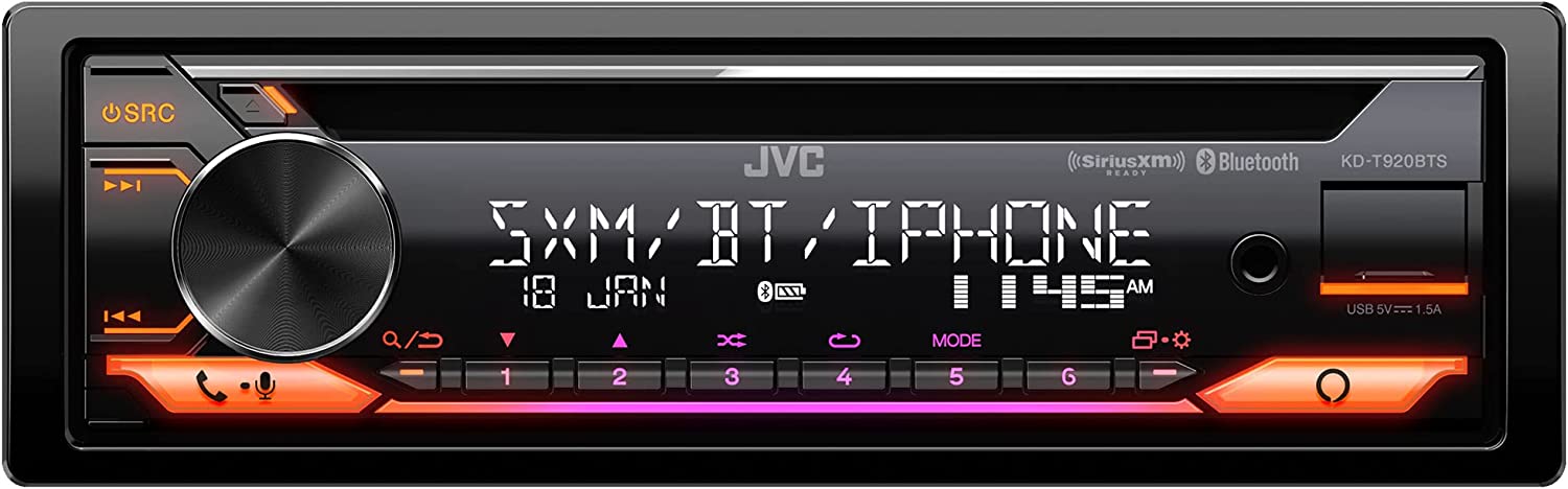 JVC KD-T920BTS 1-DIN Bluetooth & CD Player Car Stereo w/ Alexa, SiriusXM Ready-Car Toys