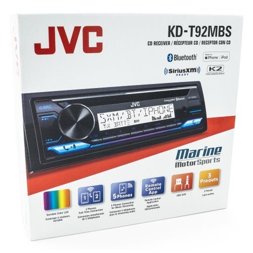 JVC KD-T92MBS Marine Powersport CD Audio Receiver 50W x 4 Bluetooth/USB/DSP-Car Toys