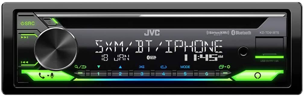 JVC KD-TD91BTS Bluetooth USB Stereo Receiver, CD/DVD Player, 1-DIN Car Head Unit-Car Toys