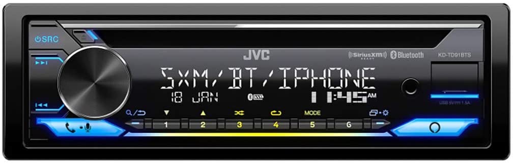 JVC KD-TD91BTS Bluetooth USB Stereo Receiver, CD/DVD Player, 1-DIN Car Head Unit-Car Toys