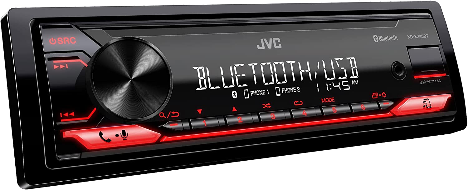 JVC KD-X280BT 1-DIN Bluetooth Car Stereo, USB Port, 13-Band EQ, Detachable Face-Car Toys