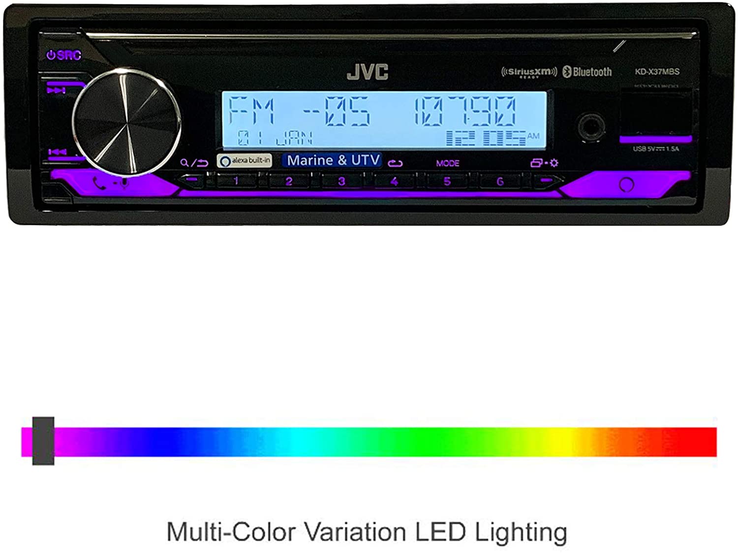 JVC KD-X37MBS Marine Digital Media Receiver with Bluetooth and Amazon Alexa-Car Toys