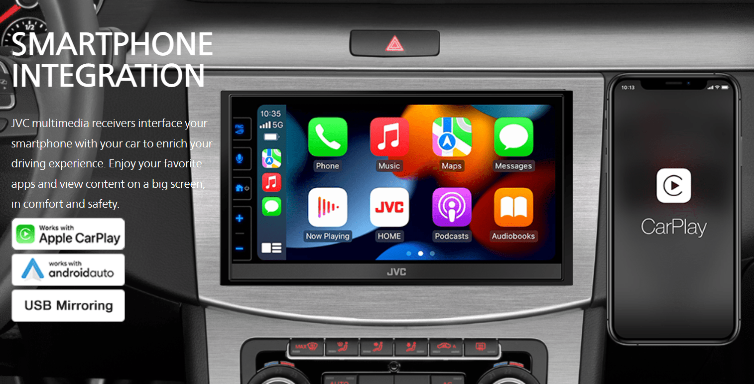 JVC KW-M785BW 2-DIN Car Stereo, Wireless Apple CarPlay/AA, Maestro & SXM Ready-Car Toys