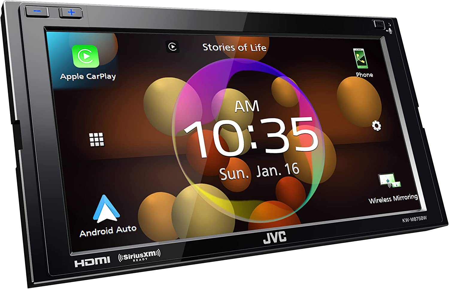 JVC KW-M875BW 2-DIN Car Stereo, Wireless Apple CarPlay/AA, SXM, 13-Band EQ Radio-Car Toys