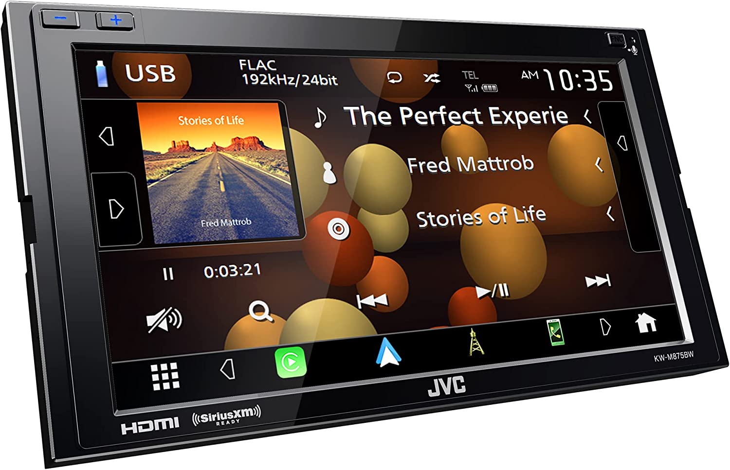 JVC KW-M875BW 2-DIN Car Stereo, Wireless Apple CarPlay/AA, SXM, 13-Band EQ Radio-Car Toys