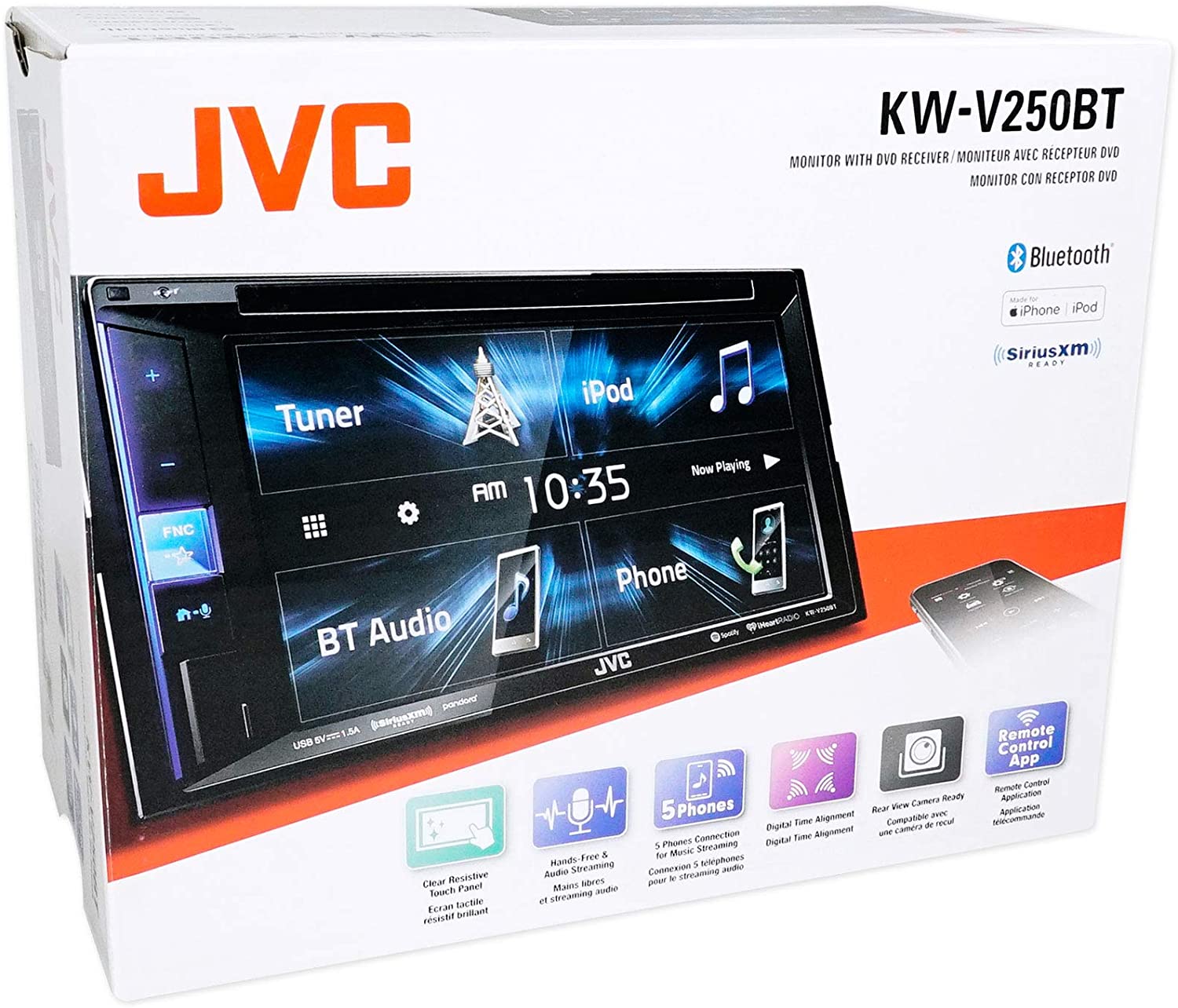 JVC KW-V250BT 6.2" Car Stereo Multimedia Receiver 13-Band EQ Bluetooth Head Unit-Car Toys