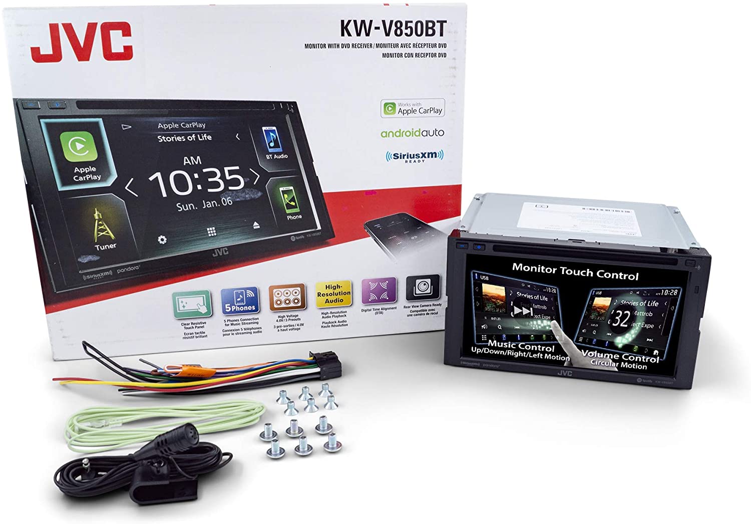 JVC KW-V850BT 6.8" DVD/Media Receiver with Apple CarPlay and Android Auto-Car Toys