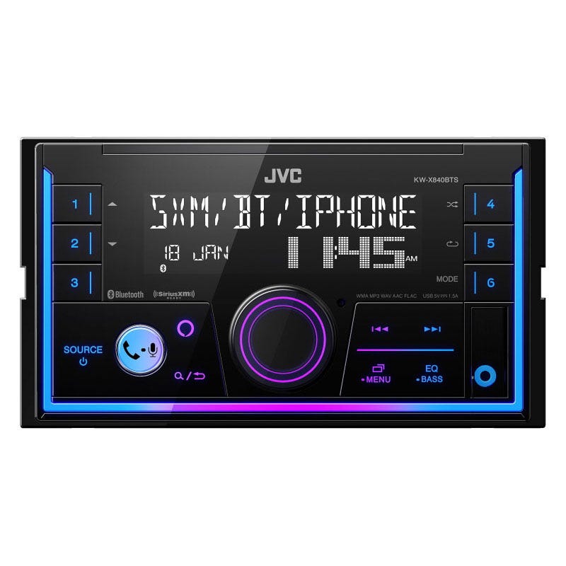 JVC KW-X840BTS 1-DIN Car Stereo Receiver with Alexa, Bluetooth, Big Volume Knob-Car Toys