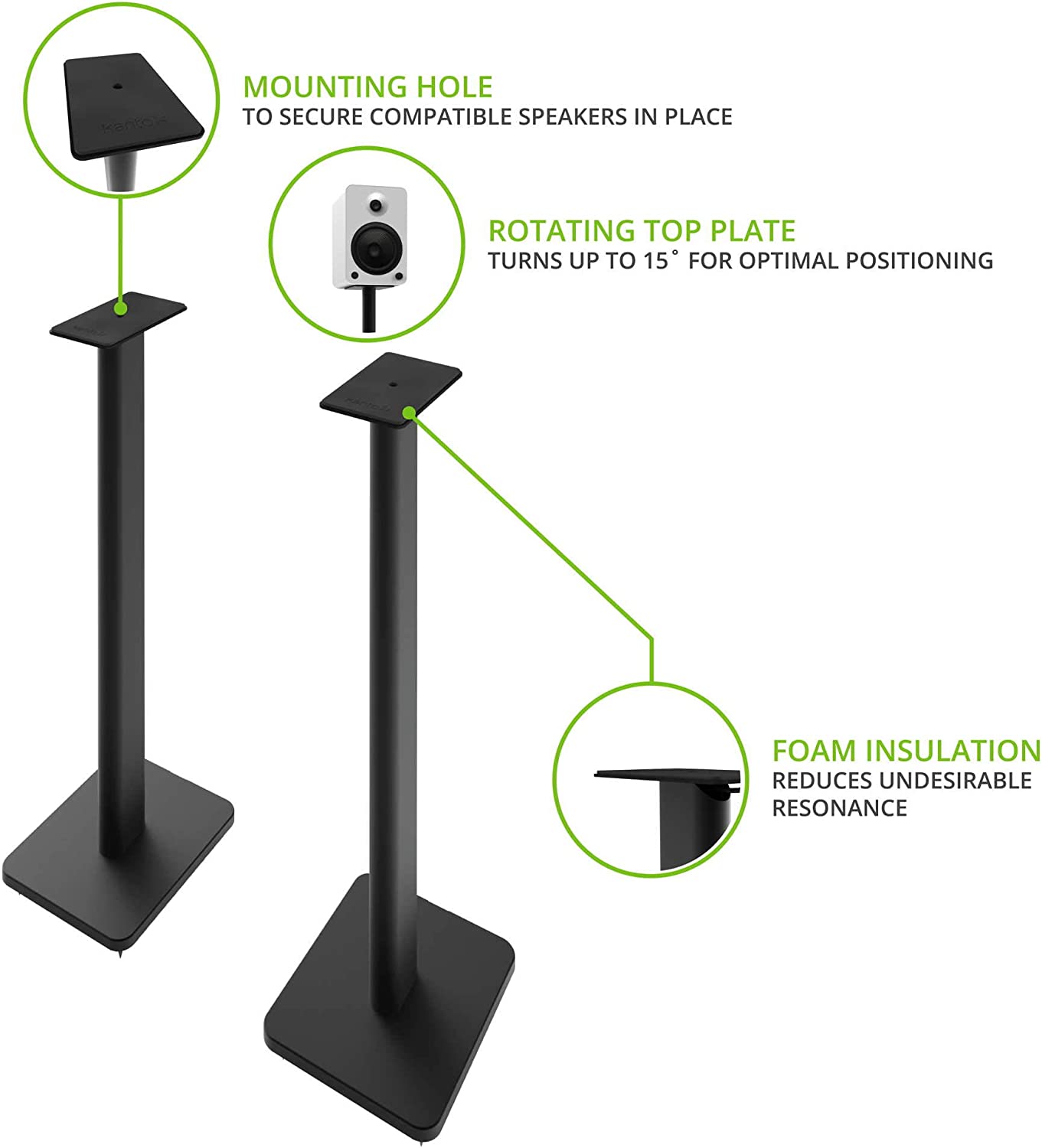 Kanto SP26PL 26" Bookshelf Speaker Stands, Rotating Plate, Cable Routing, Black-Car Toys