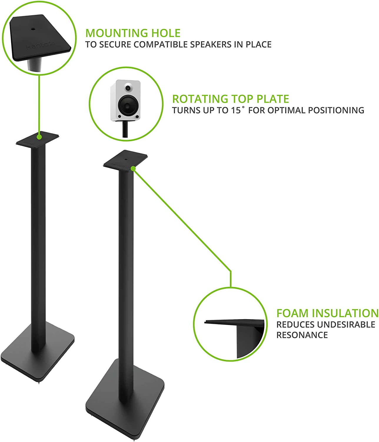 Kanto SP32PL 32" Universal Stands for Bookshelf Speakers, Rotating Top, Black-Car Toys