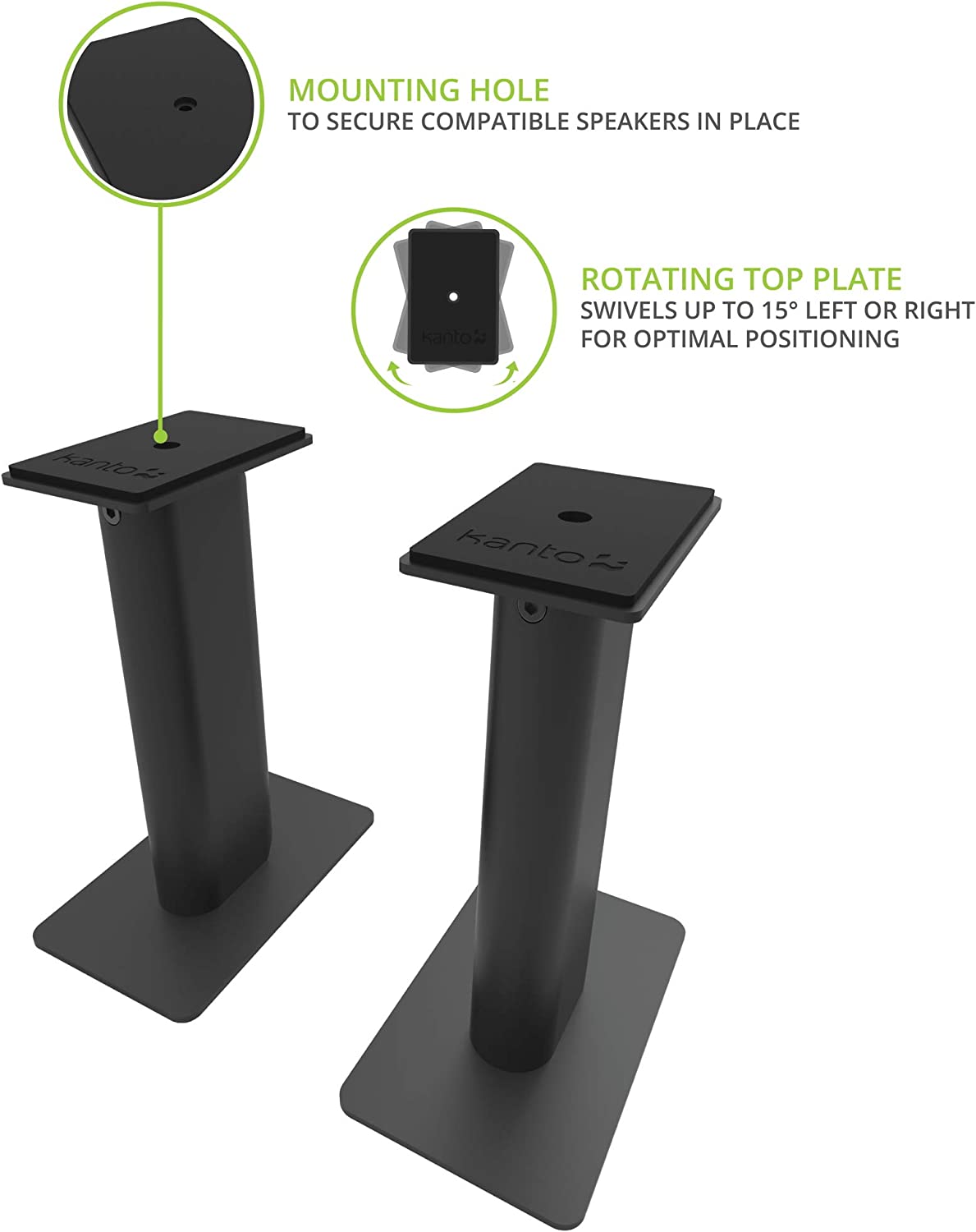 Kanto SP9 9" Rotating Desktop Stands for Small/Medium Bookshelf Speakers, Black-Car Toys