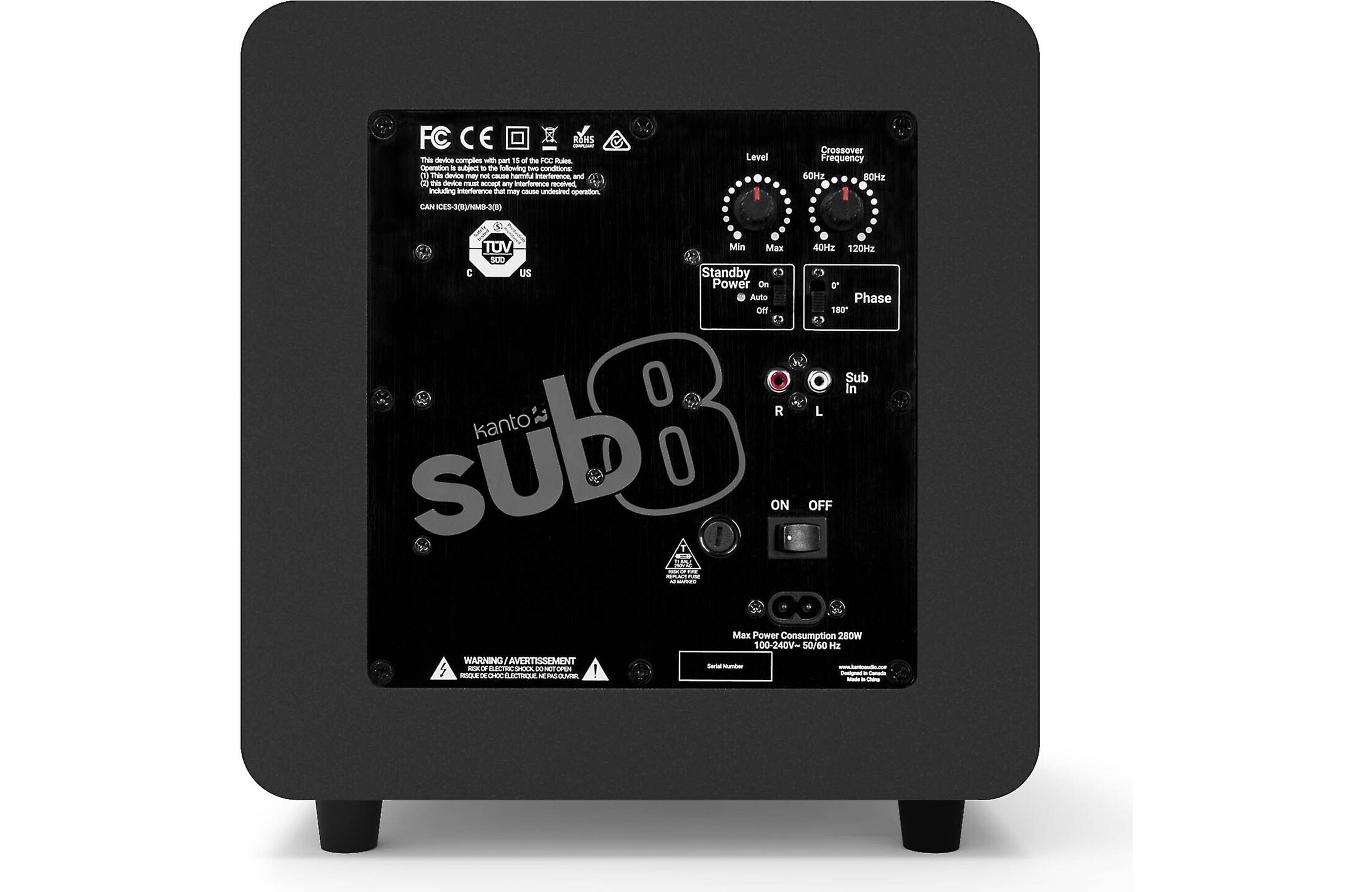 Kanto SUB8VMB Powered Sealed 8" Floor/Tabletop Home Audio Subwoofer, 300W, Black-Car Toys