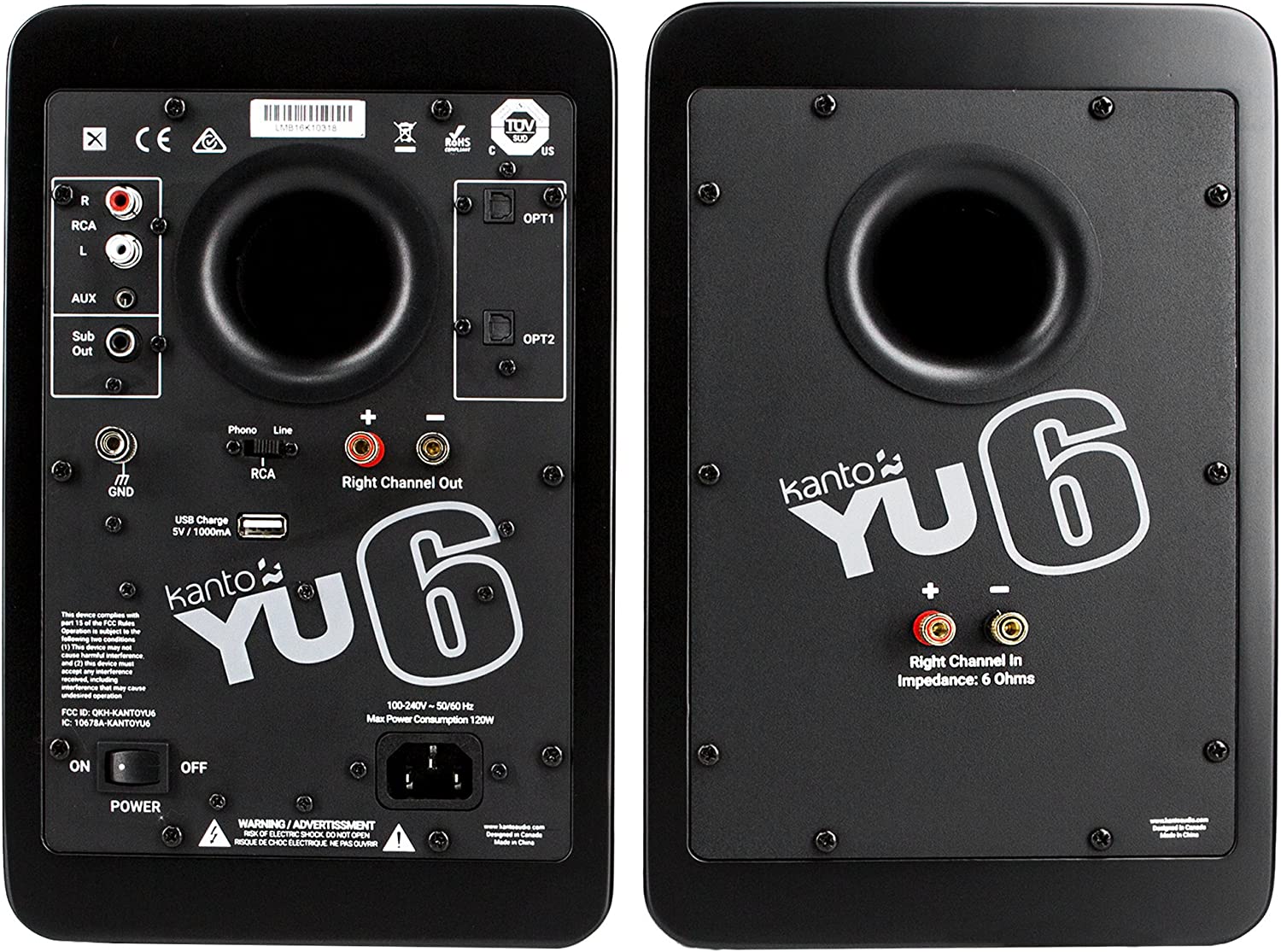 Kanto YU6 Powered Bookshelf Speakers w/ Bluetooth & Phono Preamp & Remote, Black-Car Toys