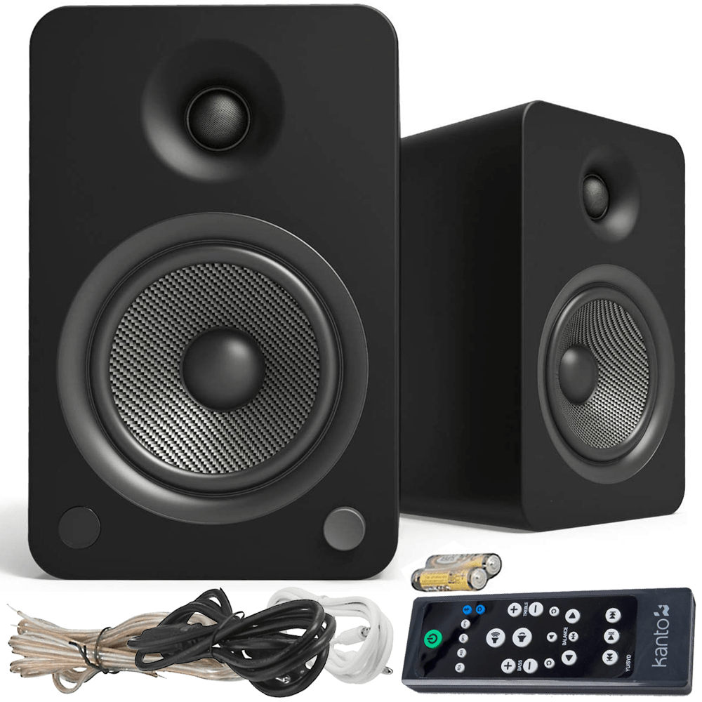 Kanto YU6 Powered Bookshelf Speakers w/ Bluetooth & Phono Preamp & Remote, Black-Car Toys