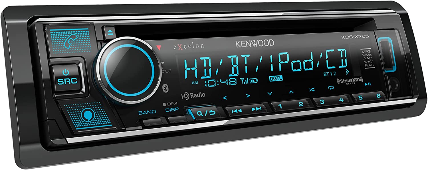 Kenwood KDC-X705 1-DIN Bluetooth Car Stereo w/ CD Player, SiriusXM Ready, Alexa-Car Toys