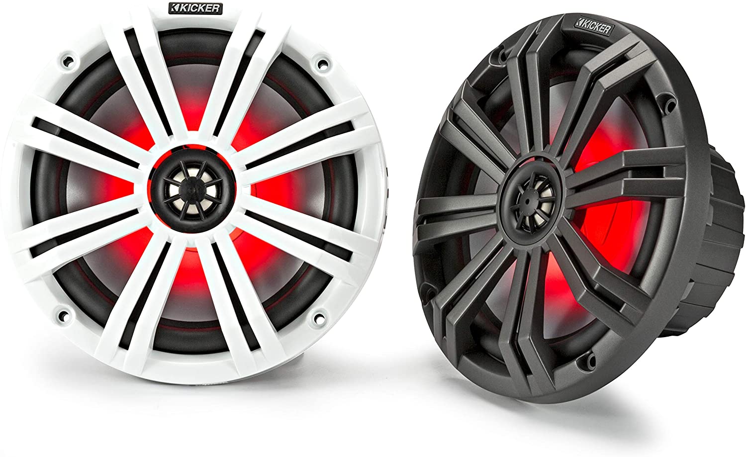 Kicker 45KM84L 8 In. LED Illuminated Waterproof Boat Audio Marine Speakers Pair-Car Toys