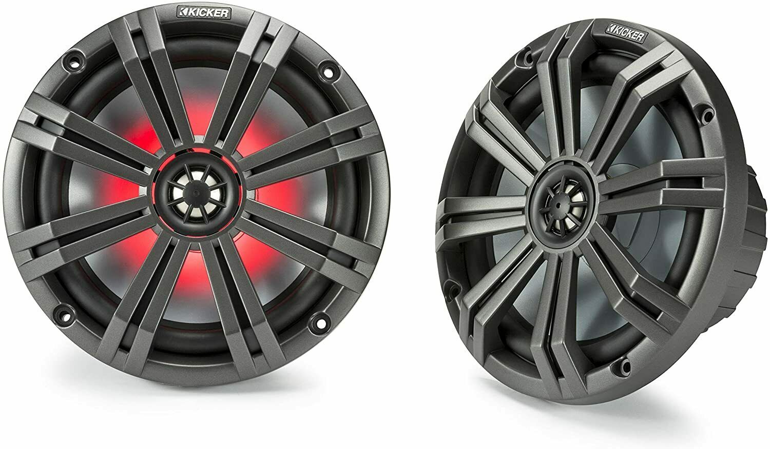 Kicker 45KM84L 8 In. LED Illuminated Waterproof Boat Audio Marine Speakers Pair-Car Toys