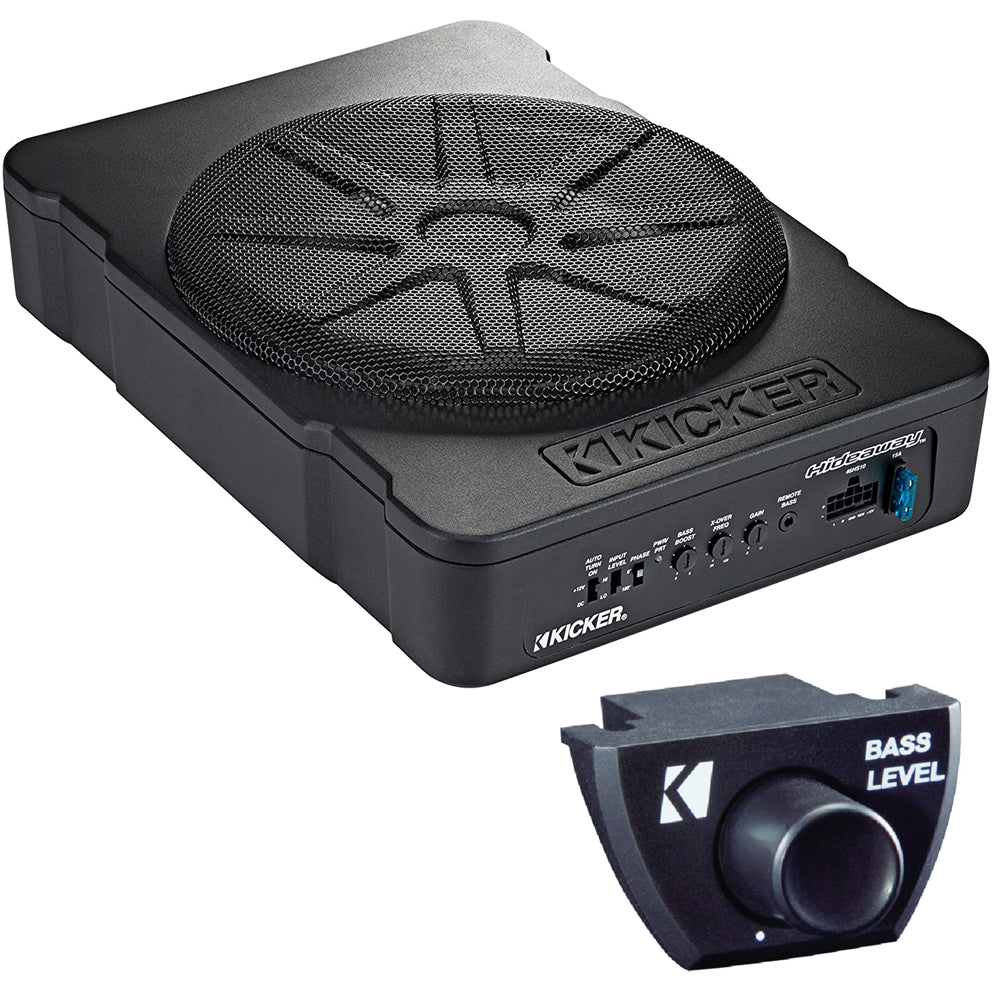 Kicker 46HS10 Hideaway 10" Ultra Compact Car Subwoofer with 180W Amp and Remote-Car Toys