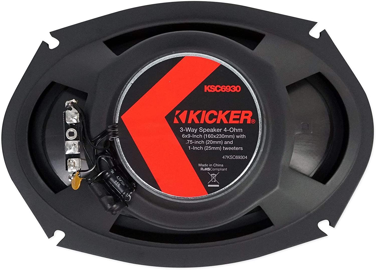 Kicker 47KSC69304 KS Series 6x9" Car Coaxial Speakers, 4 Ohm 3 Way, 150 Watt RMS-Car Toys