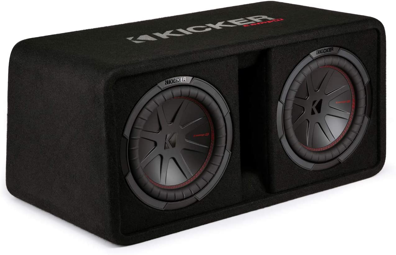 Kicker 48DCWR102 Car Audio Subwoofer Dual 10" Enclosed Sub Box 800W RMS 1600Peak-Car Toys