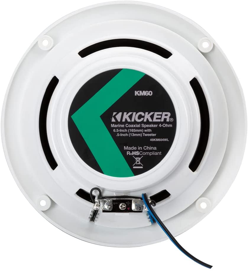 Kicker 6.5" KM Series 49KM604WL Marine Coaxial Speakers w/ LED Lighting, White-Car Toys