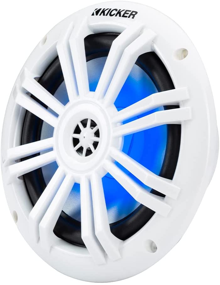 Kicker 6.5" KM Series 49KM604WL Marine Coaxial Speakers w/ LED Lighting, White-Car Toys