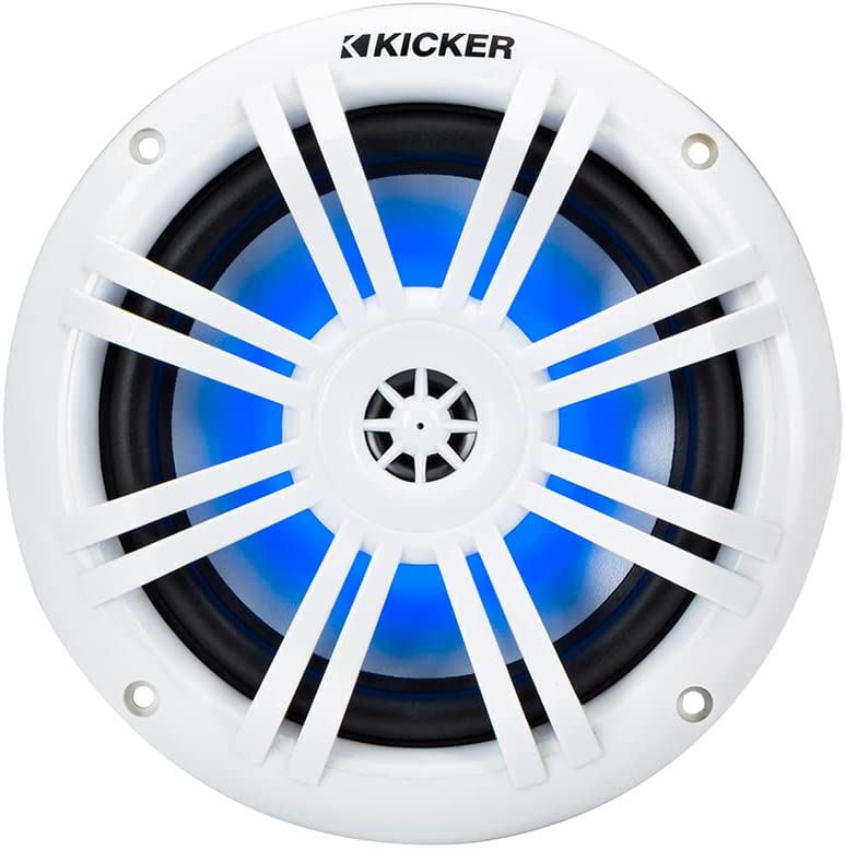 Kicker 6.5" KM Series 49KM604WL Marine Coaxial Speakers w/ LED Lighting, White-Car Toys