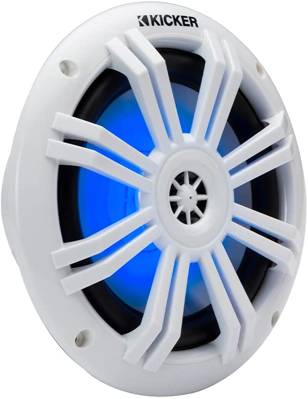 Kicker 6.5" KM Series 49KM604WL Marine Coaxial Speakers w/ LED Lighting, White-Car Toys