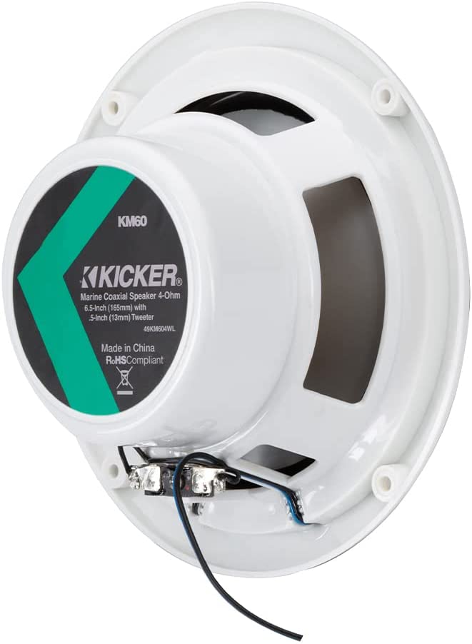 Kicker 6.5" KM Series 49KM604WL Marine Coaxial Speakers w/ LED Lighting, White-Car Toys