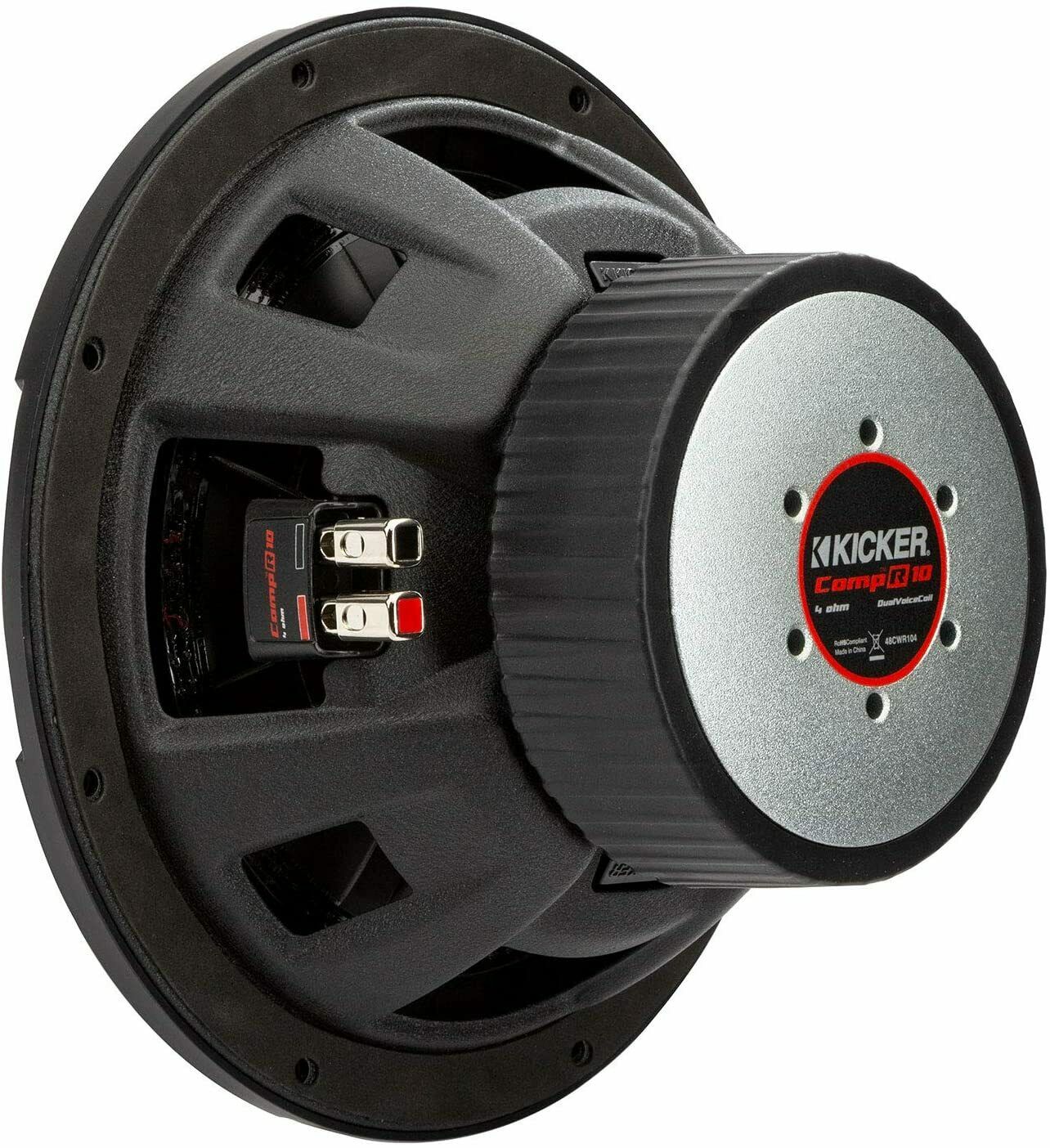 KICKER CompR 10" Car Audio Subwoofer DVC, 4-ohm Sub, 48CWR104, 400 Watt RMS-Car Toys