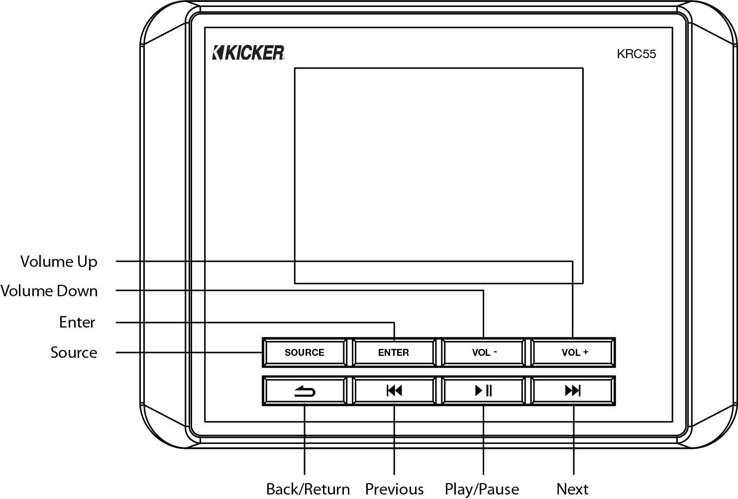 KICKER KRC55 Wired Digital Remote Controller (47KRC55) for 46KMC5 Marine Stereo-Car Toys