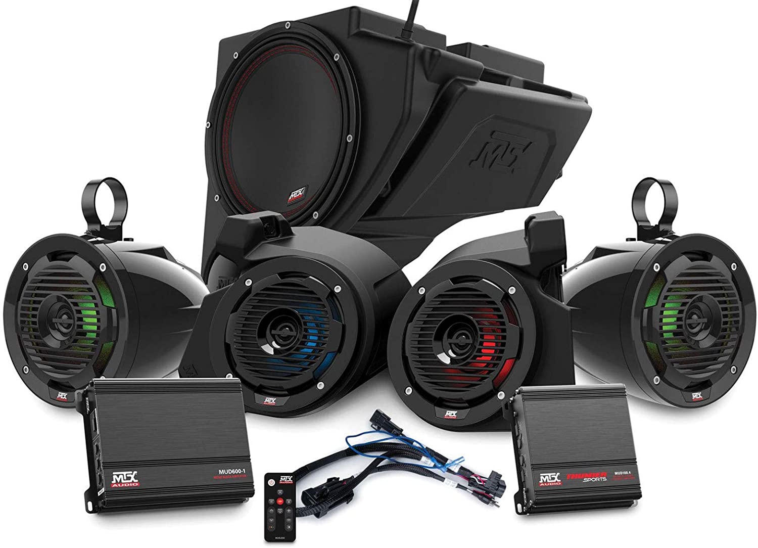 MTX RZR-14RC-THUNDER5 1000W Complete Audio System for 2014+ Polaris RZR UTV/ATVs