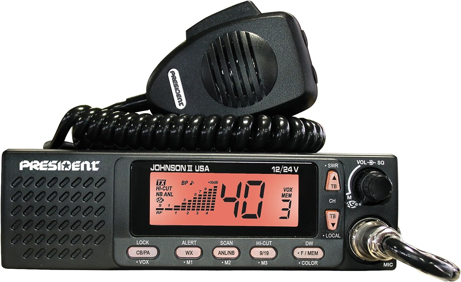 President Johnson II 12/24 Volt 40-Channel CB Radio with Weather Alert